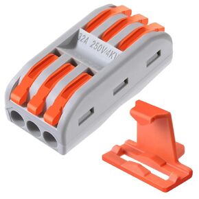 10pcs Conductor Compact Connectors Lever Wire Nut Electrical Connectors with Fixed Base for 3 Circuit Inline Splices 28-12 AWG