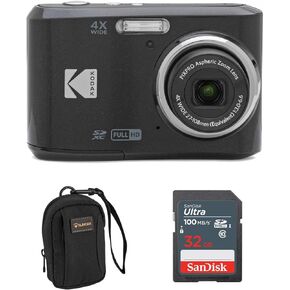 Kodak PIXPRO FZ45 Friendly Zoom 16MP Full HD Digital Camera, Black, Bundle with 32GB Memory Card and Camera Bag