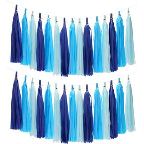 20Pcs Green Party Tassels Garlands, Green DIY Tissue Tassel Garland, Tissue Paper Tassel Garlands for Jungle Party, Greenery Woodland Baby Shower, Green Wedding, Home Decoration