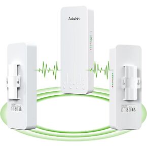 3PCS Gigabit Wireless Bridge Kit, 3KM 5.8G Point to 2 Point Outdoor CPE, CPE662 Long Range WiFi Bridges for PtP/PtMP with High Gain Antenna and PoE Adapter,1000/100Mbps RJ45 Ethernet Port
