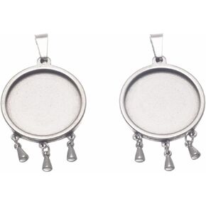 10pcs stainess steel cabochon base setting 20mm 25mm 30mm round cameo pendant trays diy jewelry blank bezel for necklace making