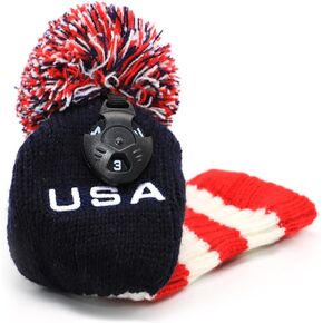 USA 3 Pack Knit Golf 1 3 5 Wood Headcovers or 1pc Adjustable # 2 3 4 5 6 Ut Golf Hybrid Head Cover, Knit Knitted Pom Pom Rescue Hybrids Utility UT Club Headcover for Hybrids