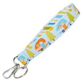 Camping Key Fob Strap - Camper Keychain - Blue Teardrop Trailers - RV Accessories Gift - 1 x 6 Inch Loop - Purse or Wallet Strap - Handmade by Green Acorn Kitchen