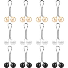 12 Pcs Cute Hijab Pins Muslim Pearl Scarf Clips Clips Hooks,Rhinestone Brooch Pins Pearl Pins Multicolor Headscarf Pearl Pins,Brooch Pin Clips for Sweater for Jewelry Accessories