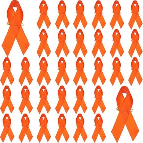 Orange Ribbon Satin Pins Awareness Pins Leukemia Lymphoma Cerebral Cancer Awareness Pins Orange Brooch with Safety Pins