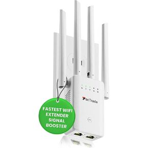 2024 WiFi Extender Signal Booster - Wireless Internet Repeater & Signal Amplifier with Ethernet Port, 1 Tap Easy Set Up, Expands Range up to 9998 sq.ft & 45+ Devices - Made for USA.