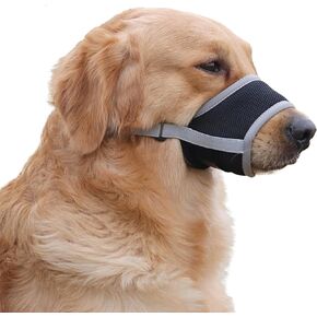 Dog Muzzle Soft and Breathable Prevents Barking, Chewing and Biting Adjustable Straps and Mesh Fabric, Allows Panting and Drinking Pet Supplies for Small, Medium and Large Dogs (Blue,S)