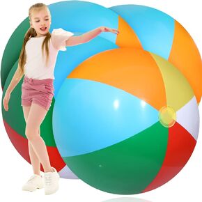 Sosation 4 قطع كرة شاطئ عملاقة قابلة للنفخ مقاس 30 بوصة كبيرة قابلة للنفخ لكرة البيسبول وكرة السلة وكرة القدم بطول 2.5 قدم كرة رياضية قابلة للنفخ لحمام السباحة الصيفي والشاطئ والرياضات الخارجية للحفلات (نمط قوس قزح)