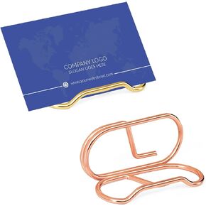2 Pack Business Card Holder for Desk, Metal Business Card Display, Desktop Business Card Holder for Hospital School Office (Gold, Rose Gold)