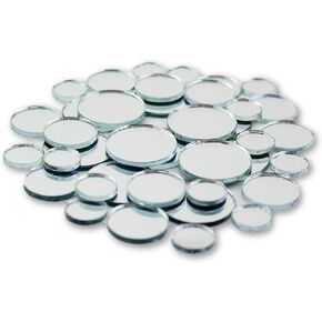 Small Mini Round Craft Mirrors Bulk Assortment 1/2, 3/4 & 1 inch 100 Pieces Mirror Mosaic Tiles