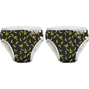 Eco Friendly Reusable Swim Diaper Made of Organic Cloth Sized for Infant to Toddler Boys - Black Banana, 2 Pack (S 3-6M (13-17 lbs))