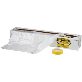 3M Plastic Sheeting With 388N Yellow Masking Tape (36 mm), 06724, Tear Resistant, Easy To Cut, Durable, 16 ft x 400 ft