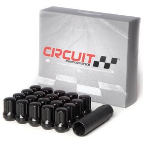 Circuit Performance Spline Drive Tuner Acorn Lug Nuts Black 14x1.5 Forged Steel (20pc + Tool) Compatible with Dodge Challenger Charger