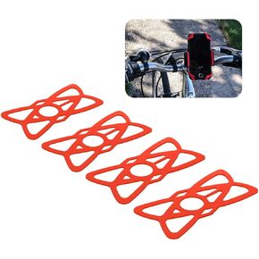 AICEL 4PCS Bike Phone Holder, Silicone Motorcycle Cell Phone Mount, X Web Grip Tether Elastic Strap for Smart Phone, Accessories Replacement Parts for Bicycle Motorcycle Handlebar (Red)