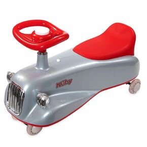 Nuby Twist N Ride Classic Ride on Cars - Riding Toys with Realistic Working Front & Back Lights - Fun Light Up Car Scooter with Music - Toys for 3 Years and Up - Aqua & Red Toy Scooter Car, Large