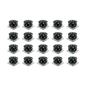 Outwater Industries Double Star Threaded Caster Insert | Heat Treated Steel | Fits 1-1/2 Inch Square 16-18 Gauge Tube | Thread: 3/8-16 | 20 Pack