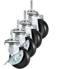 2 inch,Casters Set of 4,Caster Wheels 1/4 inch Threaded Stem,Wheels for Wire Shelving Racks,Leveling Casters,Replacement Wheels for Rolling Cart,Cart Wheels,Shelf Wheels,Wheels for Cart,Casters