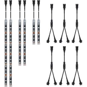 6pcs RGB Neon LED Light Strips SMD 5050 Including 6pcs of 1-2 Way Y Splitters for Motorcycles ATVs UTVs Golf Carts