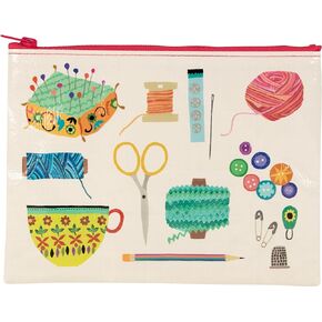 Blue Q Zipper Pouch, Sewing. Made from 95% Recycled Plastic, Chunky Sturdy Zipper, Easy-to-Wipe-Clean. 7.25"h x 9.5"w