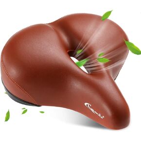 Bike Seat - Most Comfortable Wide Bike Saddle for Women Men, Soft Memory Foam Oversized Bicycle Seats, Dual Shock Absorbing, Universal Fit for Indoor/Outdoor Bikes