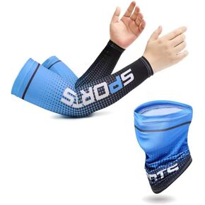 1 sets UV Protection Ice Silk Cooling Arm Sleeves and Face Covering Neck Gaiter Scarf