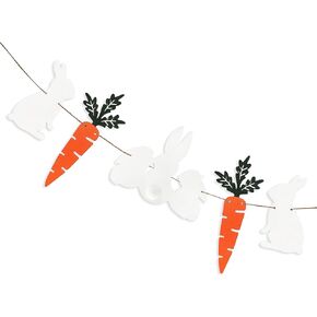 pinkblume Easter Felt Garland Wool Rabbit Pom Pom Banner,Handmade Bunny Ball Garland for Easter Holiday Baby Shower/Some Bunny is One/Nursery Decorations/Wall Hanging Decor(White/Pink/Grey)