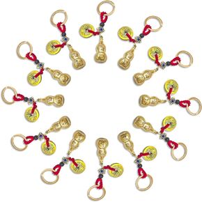 12 Zodiac Feng Shui Gourd Keychain - Brass Gourd, Lucky Coin, Bring Good Luck and Wealth, Chinese Style Decorative Pendant, Suitable for Collecting and Gifting(Cock)