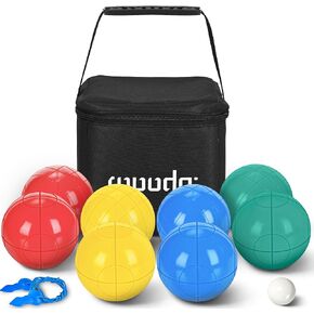 ropoda 90mm Bocce Ball Set, Bocce Ball for Beginners with 8 Balls, Pallino, Case and Measuring Rope for Yard, Beach, Lawn and Camping Games. Outdoor Games for Adults and Family