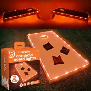 مصابيح Brightz TossBrightz LED Cornhole للوح والفتحة - تتضمن أضواء للوحتين - تضيء حافة وفتحة لوحة Cornhole - حافظ على استمرار اللعبة بعد حلول الظلام