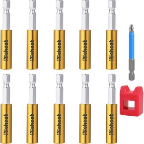 10PCS Strong Magnetic Extension Socket Drill Bit Holder 1/4" Hex Power Tools,Strong Magnetic Extension Bit Holder,Hex Shank S2 Steel Magnetic,Screwdriver Extension（Big Upgrade）