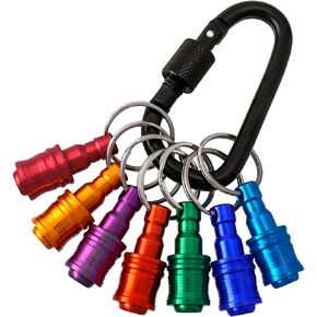 Mesee 7 Pieces Bit Holder Keychain for 1/4 inch Hex Shank Screwdriver Bits Holders Extension Bar Portable Quick Change Keychain Drill Screw Adapter(6 Colors)