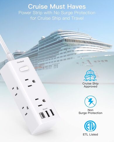 Flat Plug Power Strip, 10Ft Ultra Thin Flat Extension Cord with Multiple Outlets, 6 Outlet 3 USB Ports (1 USB C), Cruise Ship Power Strip with No Surge Protection, Office Supplies, Dorm Room Essential in Kuwait