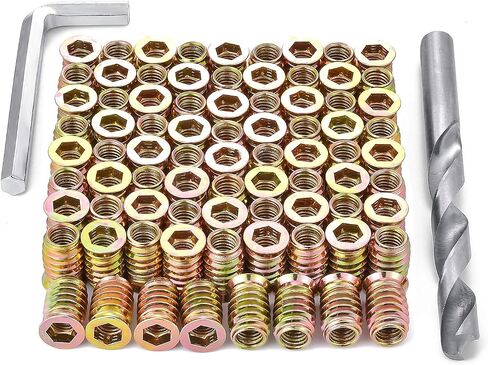 80 Pieces M8 Wood Inserts Bolt Furniture Screw in Nut Threaded Fastener Connector Hex Socket Drive for Wood Furniture Assortment (M8x20mm) in Saudi Arabia