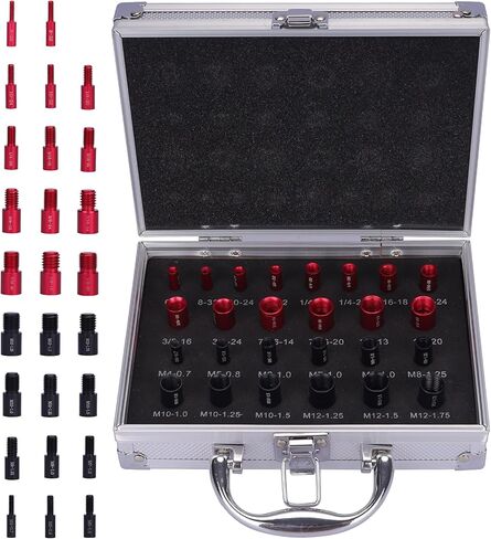 جهاز فحص خيط الصواميل والمسامير المطور، مجموعة قياس الخيوط 44 قطعة من CRAFTFORCE (23 بوصة و21 متريًا)، موضوعة بشكل فردي في حقيبة محمولة لفحص الصواميل والمسامير بسرعة والتحقق من الحجم in Kuwait