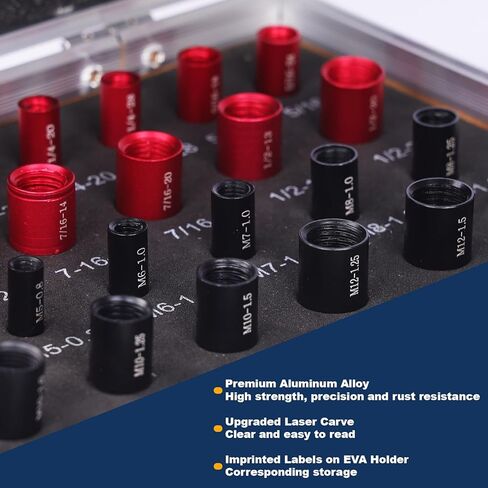 جهاز فحص خيط الصواميل والمسامير المطور، مجموعة قياس الخيوط 44 قطعة من CRAFTFORCE (23 بوصة و21 متريًا)، موضوعة بشكل فردي في حقيبة محمولة لفحص الصواميل والمسامير بسرعة والتحقق من الحجم in Kuwait