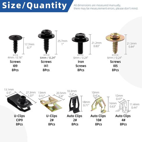 Glarks 72Pcs U-Clips and Body Bolts Screws Assortment Kit 9 Sizes Auto Car Clips Fasteners with Screws U Nuts Interior Trim Clips Self Tapping Screw Body Bolts Screw for Bumper Fender Trim Panels in Saudi Arabia