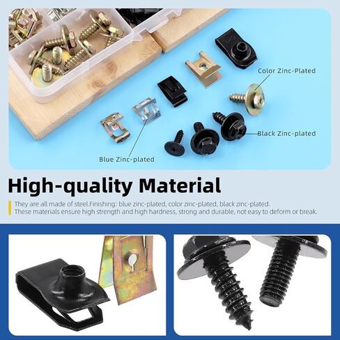 Glarks 72Pcs U-Clips and Body Bolts Screws Assortment Kit 9 Sizes Auto Car Clips Fasteners with Screws U Nuts Interior Trim Clips Self Tapping Screw Body Bolts Screw for Bumper Fender Trim Panels in Saudi Arabia