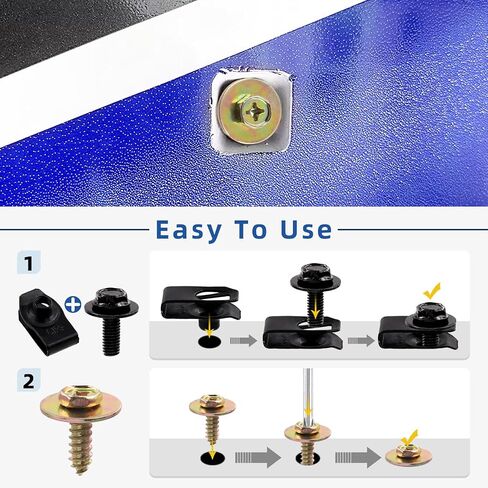 Glarks 72Pcs U-Clips and Body Bolts Screws Assortment Kit 9 Sizes Auto Car Clips Fasteners with Screws U Nuts Interior Trim Clips Self Tapping Screw Body Bolts Screw for Bumper Fender Trim Panels in Saudi Arabia