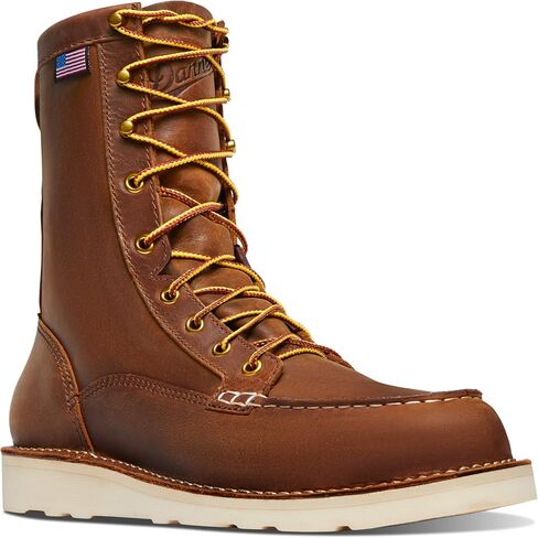 Danner 8" Bull Run Moc Toe Work Boots for Men - Durable Full-Grain Leather with Non Slip Wedge Outsole and 3-Density Cushion Footbed, EH Resistant in Saudi Arabia
