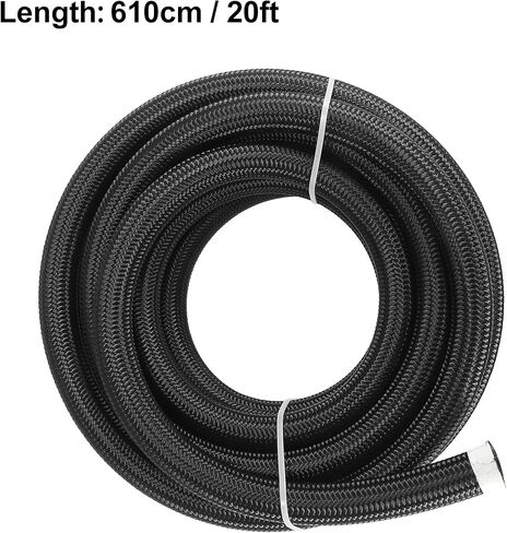 X AUTOHAUX 20ft 12AN Fuel Hose AN12 3/4" Universal Braided Nylon Stainless Steel CPE Oil Fuel Gas Line Hose Black in Saudi Arabia