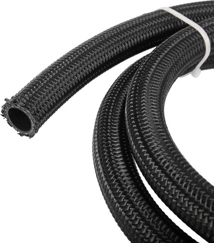 X AUTOHAUX 20ft 12AN Fuel Hose AN12 3/4" Universal Braided Nylon Stainless Steel CPE Oil Fuel Gas Line Hose Black in Saudi Arabia