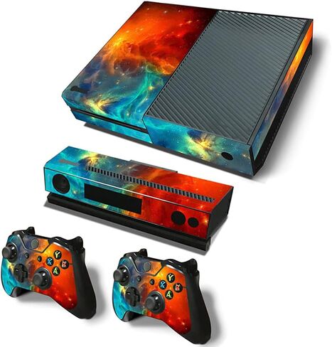 Vinyl Skin for Xbox One Console, Sound Box & Controllers Only, Sticker Decorate and Protect Equipment Surface, Teal Orange Nebula in Saudi Arabia