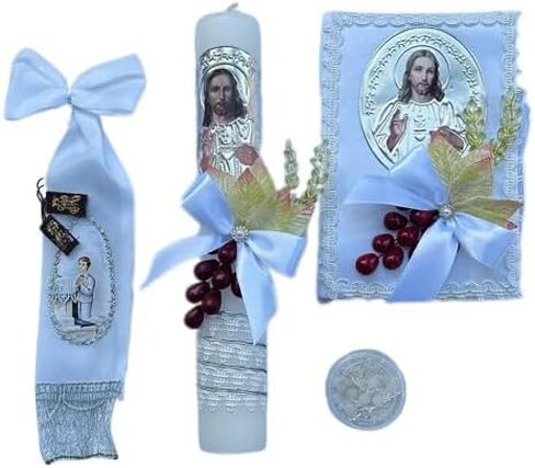 First Communion Candle with a Jesus Christ Image + Surprise Gift/Regalo sorpresa de Bolos (Tiempo limitado) in Saudi Arabia