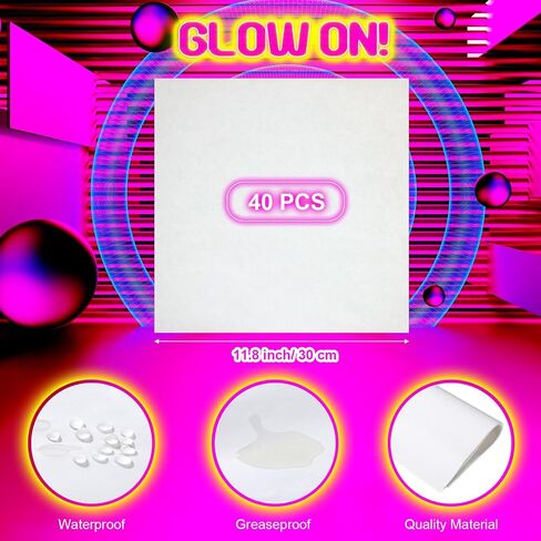 Funrous 30 Pcs 5lb Neon Party Tray with 40 Pcs Waxed Deli Paper Glow in The Dark Disposable Food Tray Neon Glow Nacho Serving Bowl for Neon Party Decoration Glow Party Supplies Graduation New Year in Saudi Arabia
