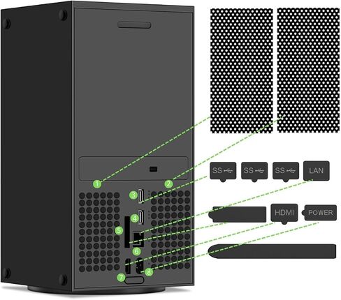 TNP Dust Cover for Xbox Series X - Protective Nets and Silicone Jack Stopper Dust Proof Kit, Guard Against Dust & Scratches - Port Covers for Xbox Series X Console in Saudi Arabia