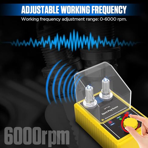 جهاز اختبار شرارة السيارة بفتحات مزدوجة 0-6000 دورة في الدقيقة، تردد العمل 110 فولت، جهاز اختبار شرارة متوافق مع جميع اختبارات سدادات الإشعال لمحركات العمود المرفقي والدراجات النارية in Kuwait