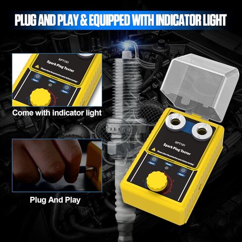 جهاز اختبار شرارة السيارة بفتحات مزدوجة 0-6000 دورة في الدقيقة، تردد العمل 110 فولت، جهاز اختبار شرارة متوافق مع جميع اختبارات سدادات الإشعال لمحركات العمود المرفقي والدراجات النارية in Kuwait
