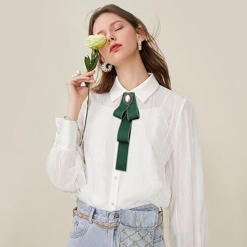 JKQBUX Bow Tie with Brooch for Women Men Neck Tie Unisex Uniform Pre Tied Bow Brooch Pins Accessories in Saudi Arabia