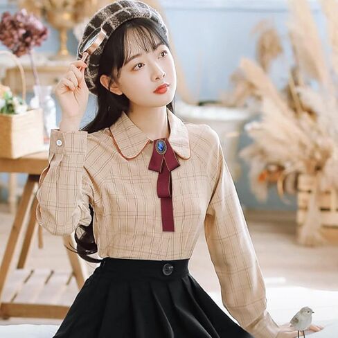 JKQBUX Bow Tie with Brooch for Women Men Neck Tie Unisex Uniform Pre Tied Bow Brooch Pins Accessories in Saudi Arabia