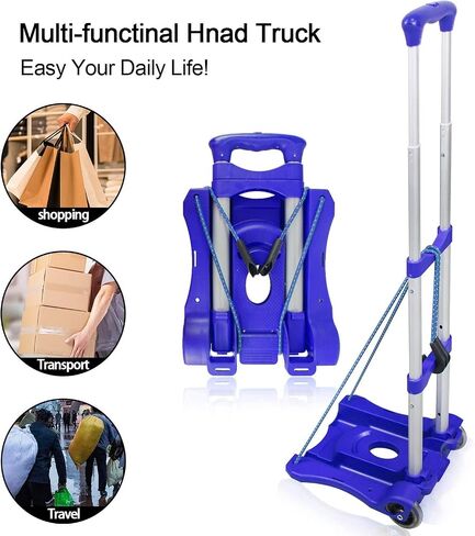 Aluminum Folding Hand Trucks Portable Luggage Cart with Wheels Lightweight Travel Hand Truck/Heavy Duty Moving Dolly (80LB) in Saudi Arabia